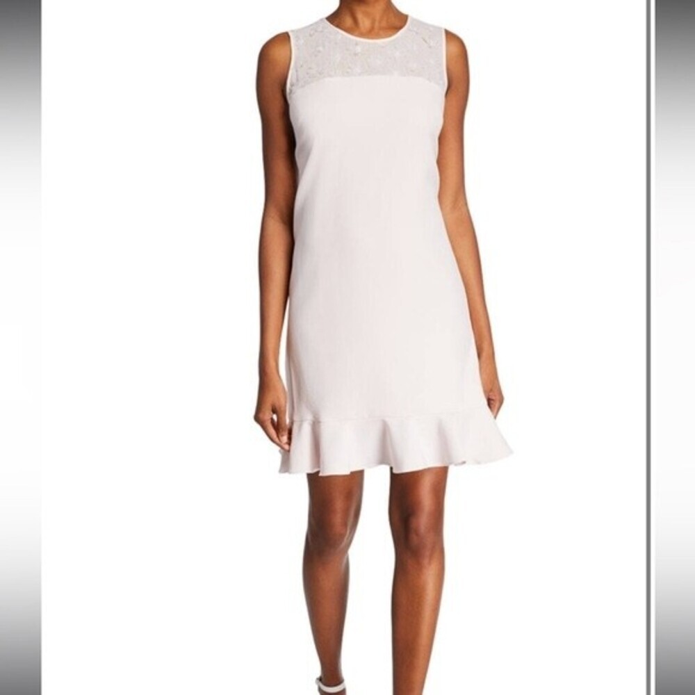 Karl‎ Lagerfeld Paris Womens Pink Dress Ruffle Fairy Flower whimsy Mini size 8